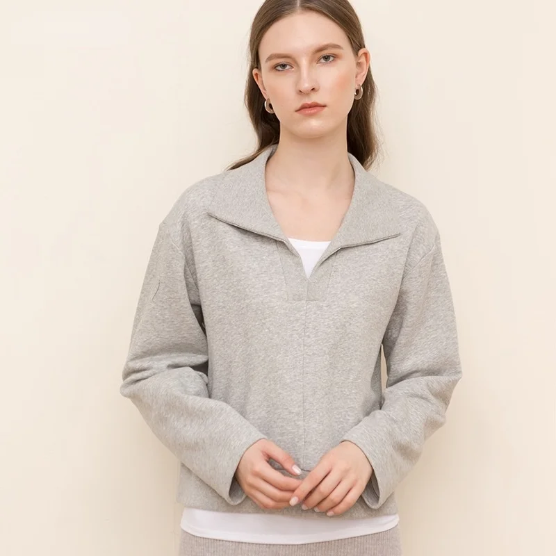Autumn Winter Solid Color PoLo Collar Sweatshirt Womens Top Long Sleeve Loose Thin Cotton Coat for Women Donsignet
Autumn Winter Solid Color PoLo Collar Sweatshirt Womens Top Long Sleeve Loose Thin Cotton Coat for Women Donsignet