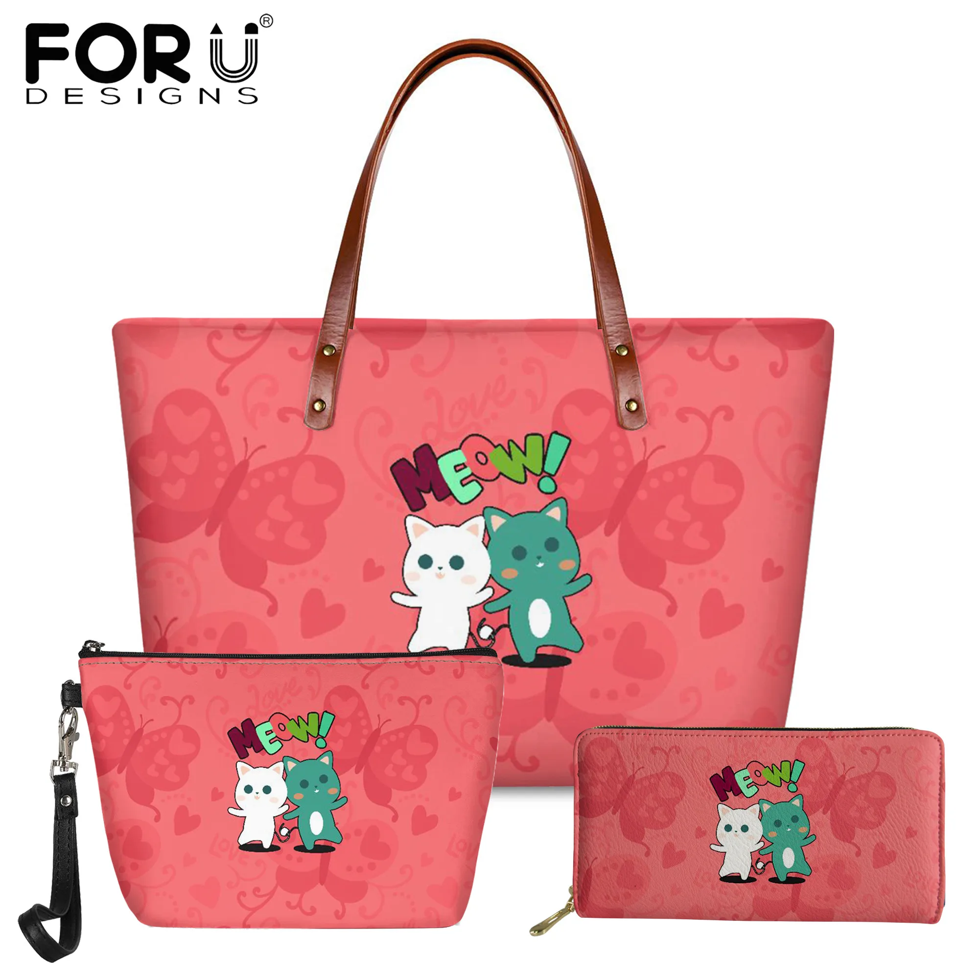 FORUDESIGNS Kawaii мультфильм Кот Печать Женская сумка модная женская сумка через плечо сумка и кошелек 3 шт. комплект Bolsa Mujer
FORUDESIGNS Kawaii мультфильм Кот Печать Женская сумка модная женская сумка через плечо сумка и кошелек 3 шт. комплект Bolsa Mujer