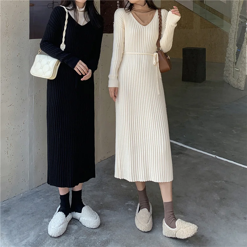 Winter Dress Small Man 2021 New Skirt Feminine V-bar Knitted Wool Dress Long Sleeve Bottomed Skirt
Winter Dress Small Man 2021 New Skirt Feminine V-bar Knitted Wool Dress Long Sleeve Bottomed Skirt