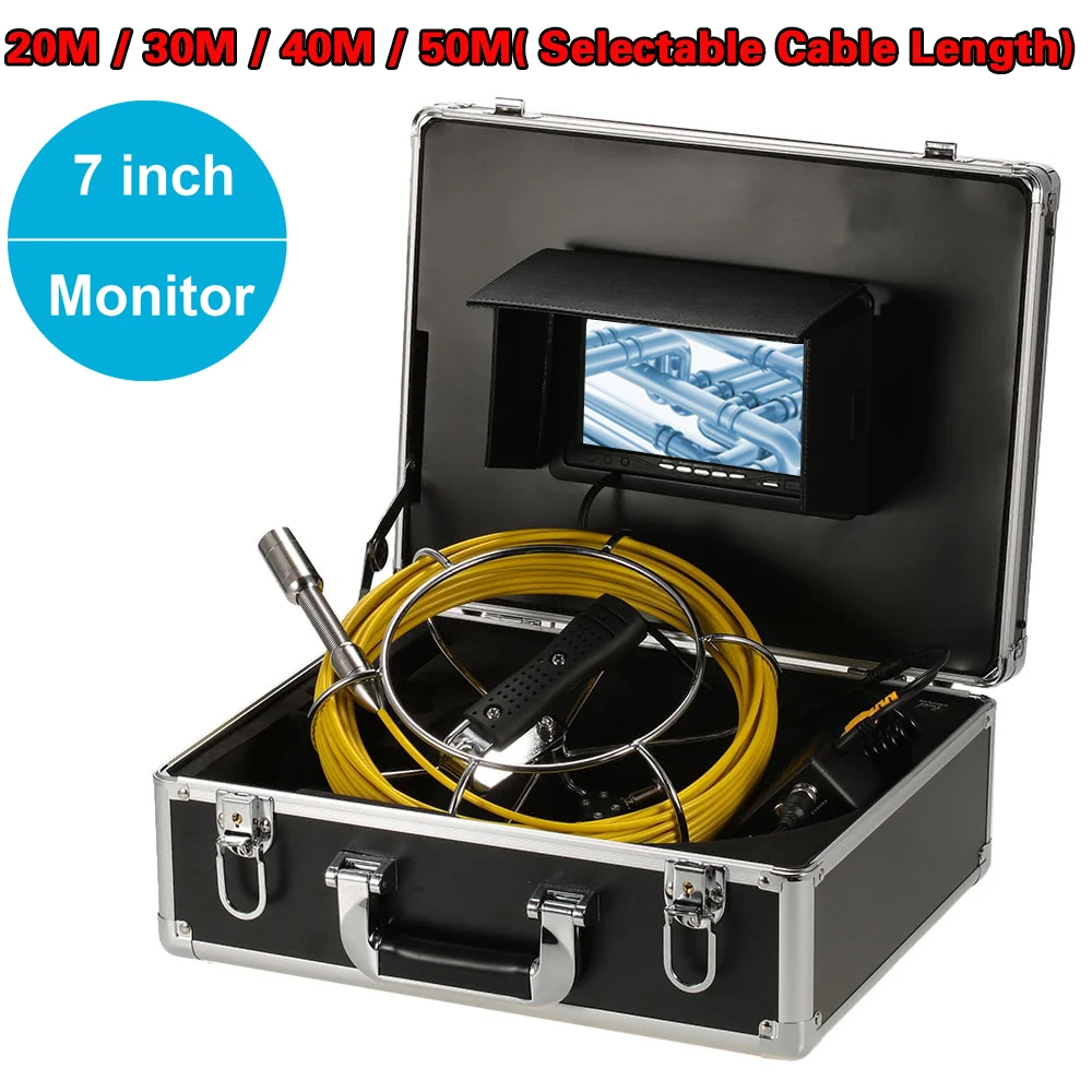 20m 7 Inch Monitor Small Pipe Inspection Camera 23mm Lens Industrial Pipeline Endoscope System Used For Sewer Drain Inspection
20m 7 Inch Monitor Small Pipe Inspection Camera 23mm Lens Industrial Pipeline Endoscope System Used For Sewer Drain Inspection
