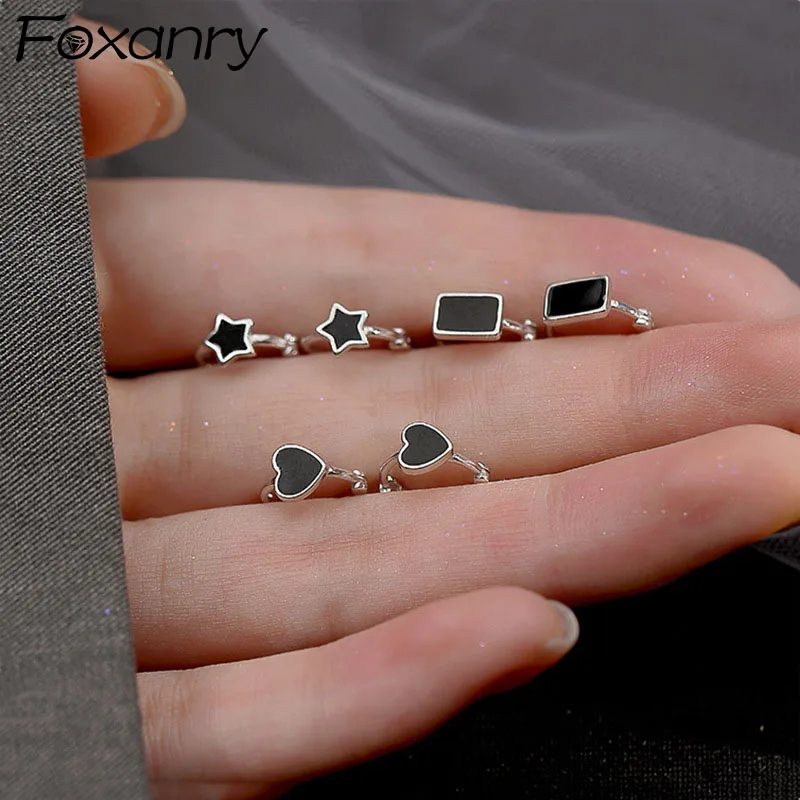FOXANRY Prevent Allergy Silver Color Stud Earring New INS Fashion Punk Vintage Simple Black LOVE Heart Star Party Jewelry
FOXANRY Prevent Allergy Silver Color Stud Earring New INS Fashion Punk Vintage Simple Black LOVE Heart Star Party Jewelry