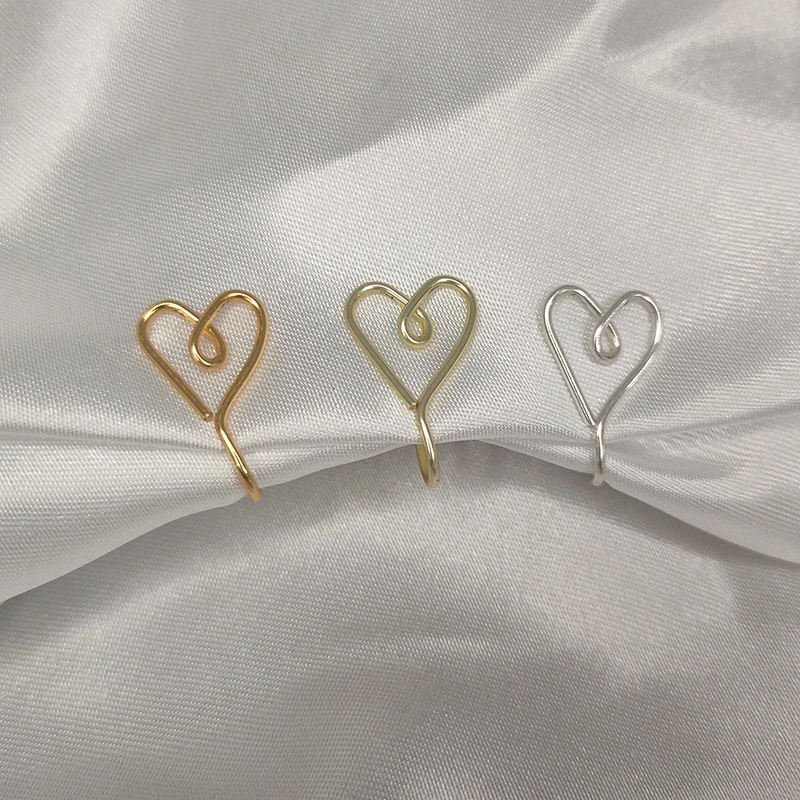 Punk Heart Shape Nose Cuff Ring 2021 For Women Copper Wire Fake Piercing Gold Silver Color Clip Nose Ring Body Jewelry Gift New 
Punk Heart Shape Nose Cuff Ring 2021 For Women Copper Wire Fake Piercing Gold Silver Color Clip Nose Ring Body Jewelry Gift New