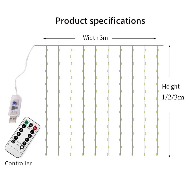 3x3m LED Fairy Curtain Light Remote Control USB Garland String Lights for Home Bedroom Window Holiday Decoration hook up Design
3x3m LED Fairy Curtain Light Remote Control USB Garland String Lights for Home Bedroom Window Holiday Decoration hook up Design