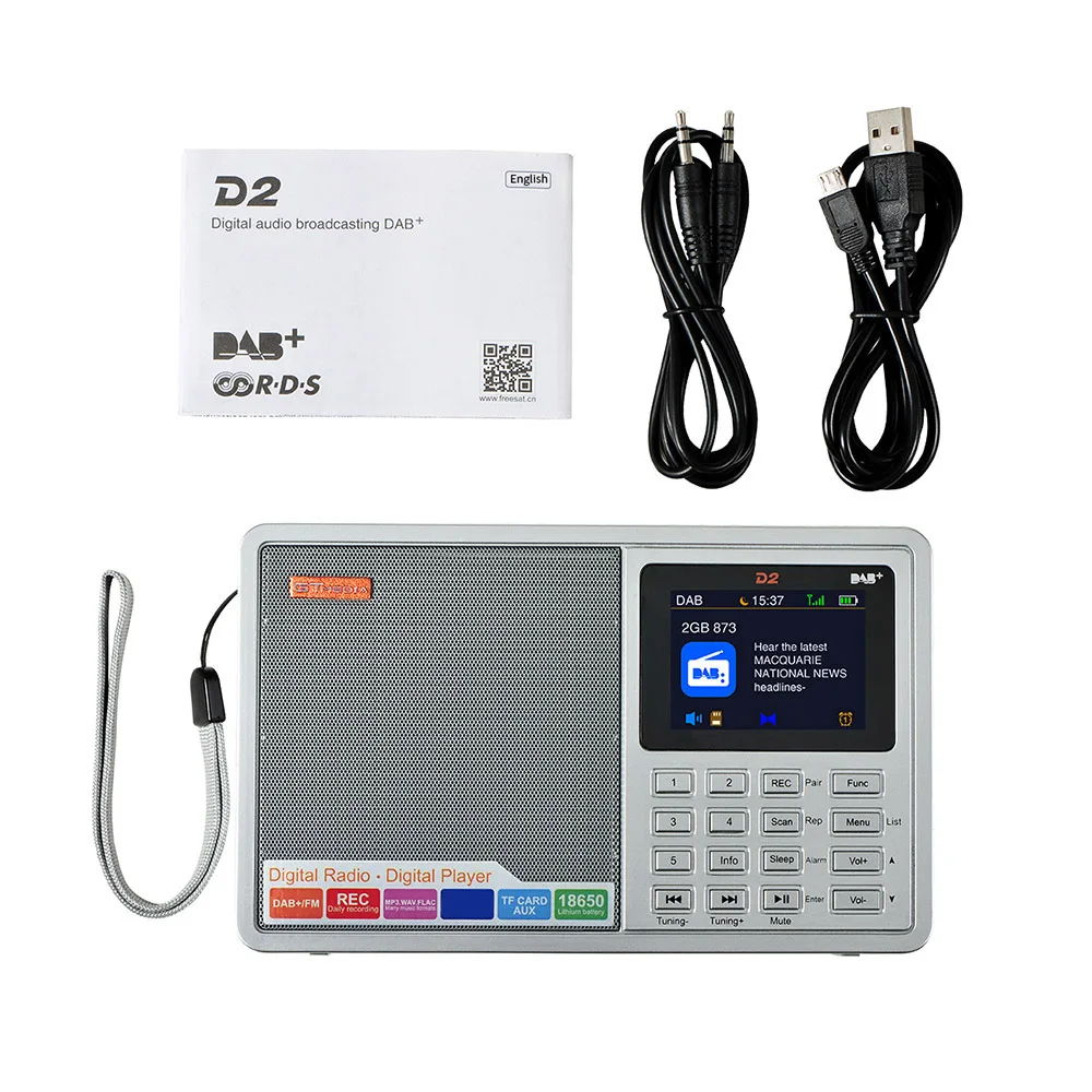 Портативный DAB радиоприемник GTMEDIA D2 цифровой FM Bluetooth колонка mp3 плеер наушники для