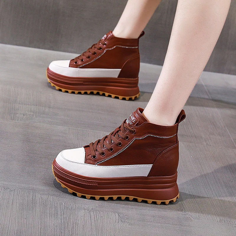 Womenboot Shigh Heel Shoes Thick Bottom Internal Increase 7cm Genuine Leather Solid Color Bandage Waterproof and Nonslip
Womenboot Shigh Heel Shoes Thick Bottom Internal Increase 7cm Genuine Leather Solid Color Bandage Waterproof and Nonslip