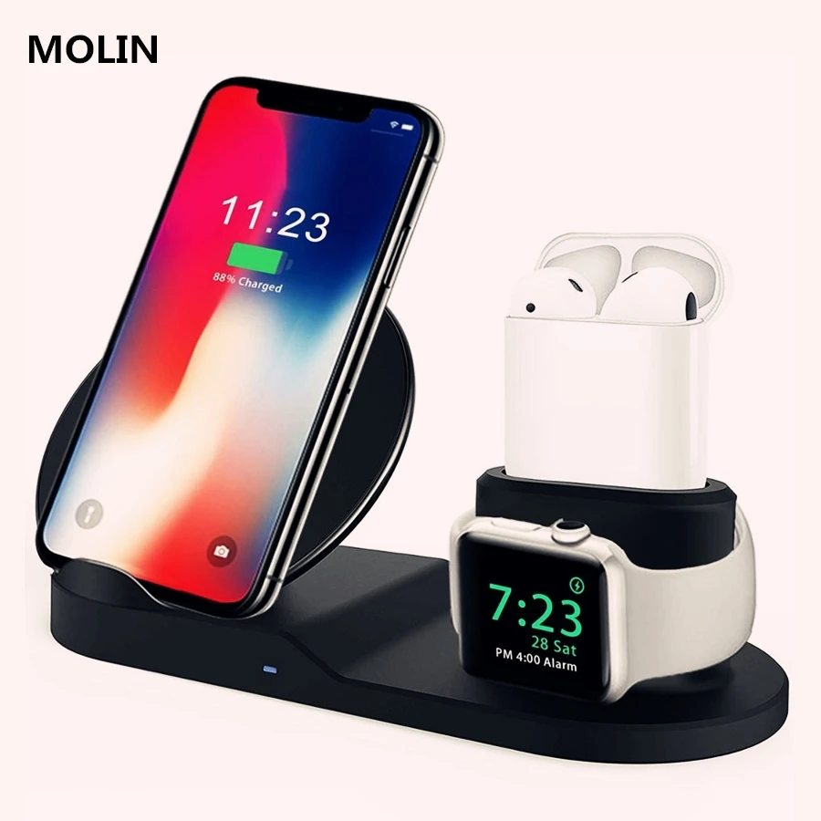 Беспроводное зарядное устройство 3 в 1 для iPhone 11 Pro XS Max 8 Airpods Watch Samsung S10, зарядная станция для быстрой беспроводной зарядки Qi
Беспроводное зарядное устройство 3 в 1 для iPhone 11 Pro XS Max 8 Airpods Watch Samsung S10, зарядная станция для быстрой беспроводной зарядки Qi