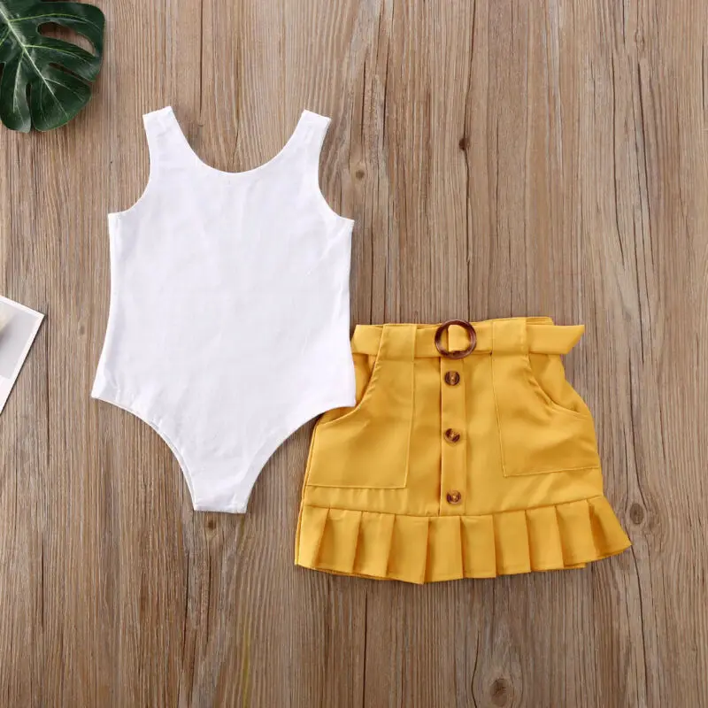 Комплект одежды из 2 предметов для маленьких девочек Однотонная жилетка без