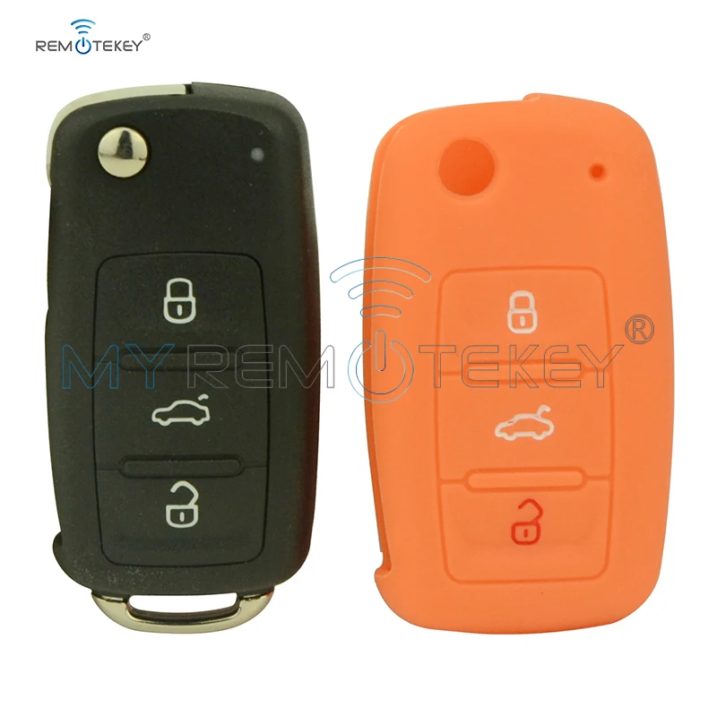Remtekey 5K0837202AD откидной ключ для VW Beetle Golf Jetta Eos Polo Tiguan caddy scirocco touran up 202AD силиконовая