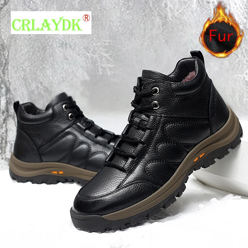 CRLAYDK Winter Men's High Top Shoes Fully Fur Lined Leather Hiking Sneakers Snow Walking Water Resistant Casual Travel Booties
CRLAYDK Winter Men's High Top Shoes Fully Fur Lined Leather Hiking Sneakers Snow Walking Water Resistant Casual Travel Booties