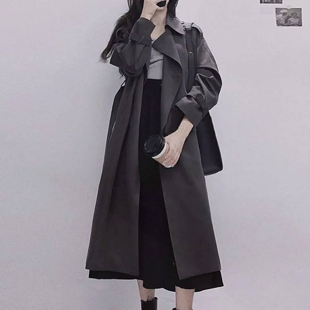 Autumn Korean Minimalism Style Women Long Sleeve Trench Coat Solid Loose Cardigan Fashion Double Breasted Thicken Female Coat
Autumn Korean Minimalism Style Women Long Sleeve Trench Coat Solid Loose Cardigan Fashion Double Breasted Thicken Female Coat
