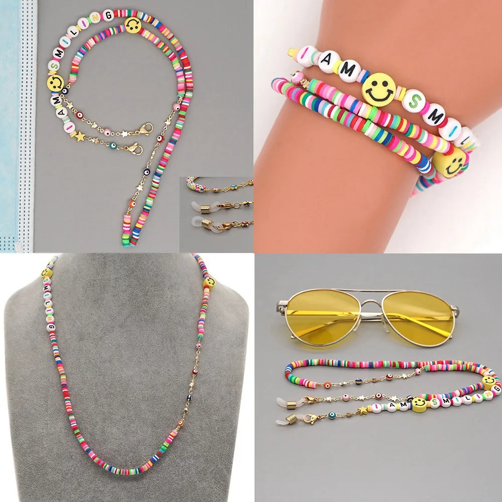 2021 Boho Glasses chain Mask Chains for Women Jewelry On The Neck Smiley Heishi Evil Eye Beaded Necklace Accessories
2021 Boho Glasses chain Mask Chains for Women Jewelry On The Neck Smiley Heishi Evil Eye Beaded Necklace Accessories