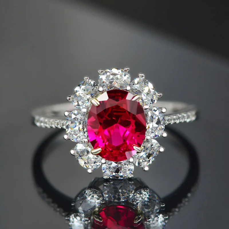 Knobspin 100% 925 Sterling Silver Oval 7*9mm Pigeon Blood Ruby Wedding Rings For Women High Carbon Diamond Fine Jewelry Gift
Knobspin 100% 925 Sterling Silver Oval 7*9mm Pigeon Blood Ruby Wedding Rings For Women High Carbon Diamond Fine Jewelry Gift