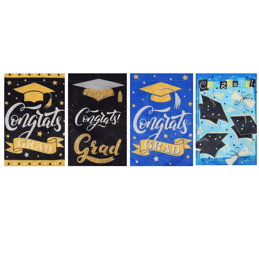 4 Pcs Graduation Party Yard Flag Double-sided Garden Flag Outdoor Flag Ornaments
4 Pcs Graduation Party Yard Flag Double-sided Garden Flag Outdoor Flag Ornaments