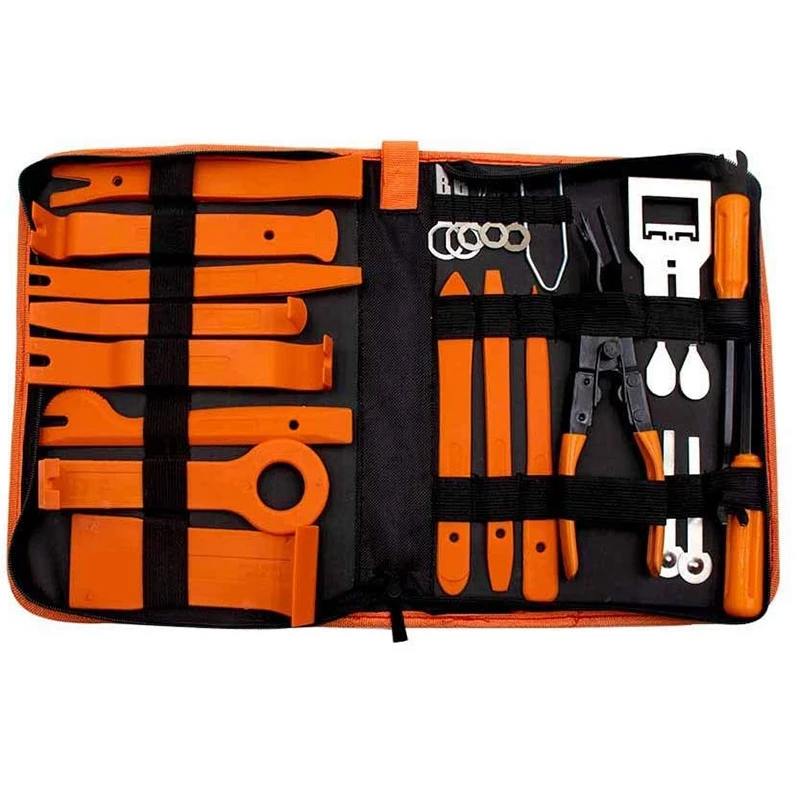 25PCS Car Trim Removal Tool Kit Clamp Fastener Remover Pry Tool Kit with Storage Bag
25PCS Car Trim Removal Tool Kit Clamp Fastener Remover Pry Tool Kit with Storage Bag