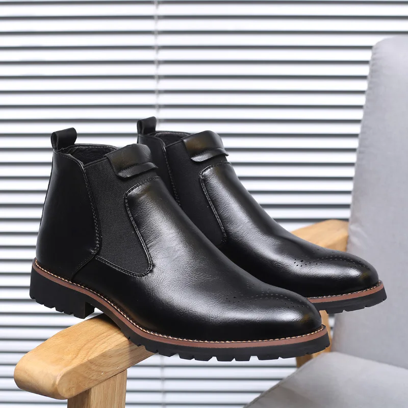 New Men's Leather Boots Fashion Pull-on Chelsea Boots Men's Shoes British Style High-Top Work Boots Zapatos De Hombre Large Size
New Men's Leather Boots Fashion Pull-on Chelsea Boots Men's Shoes British Style High-Top Work Boots Zapatos De Hombre Large Size