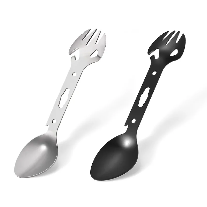 Multifunctional Fork Spoon Tableware Bottle Opener Wrench Toothed Blade Outdoor Picnics Harpoon Rope Hole Camp Cooking Supplies
Multifunctional Fork Spoon Tableware Bottle Opener Wrench Toothed Blade Outdoor Picnics Harpoon Rope Hole Camp Cooking Supplies