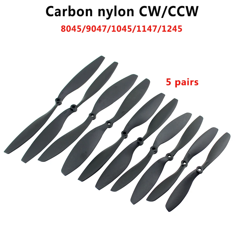 5Pairs 8045/9047/1045/1147/1245 Carbon Fiber Nylon Propeller CW/CCW Prop For RC Qudcopter UAV Drone VS APC Prop 
5Pairs 8045/9047/1045/1147/1245 Carbon Fiber Nylon Propeller CW/CCW Prop For RC Qudcopter UAV Drone VS APC Prop