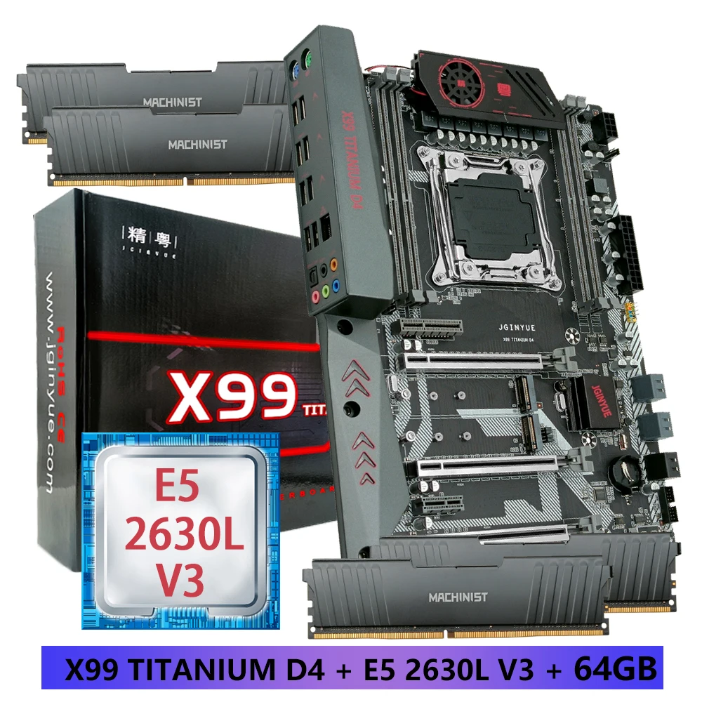 JGINYUE X99 D4 Motherboard Combo Kit Set With Xeon E5 2630L V3 LAG 2011-3 CPU 4pcs *16G= 64GB DDR4 ECC RAM Memory Four channel
JGINYUE X99 D4 Motherboard Combo Kit Set With Xeon E5 2630L V3 LAG 2011-3 CPU 4pcs *16G= 64GB DDR4 ECC RAM Memory Four channel