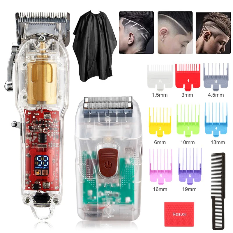 Rechargeable Electric Hair Clipper Men Hair Cutting Machine Transparent Cover Beard Hair Trimmer Cordless Hair Clipper T9
Rechargeable Electric Hair Clipper Men Hair Cutting Machine Transparent Cover Beard Hair Trimmer Cordless Hair Clipper T9