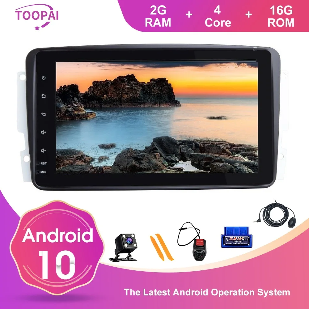Автомобильный мультимедийный плеер TOOPAI проигрыватель на Android 10 с GPS для Mercedes Benz CLK