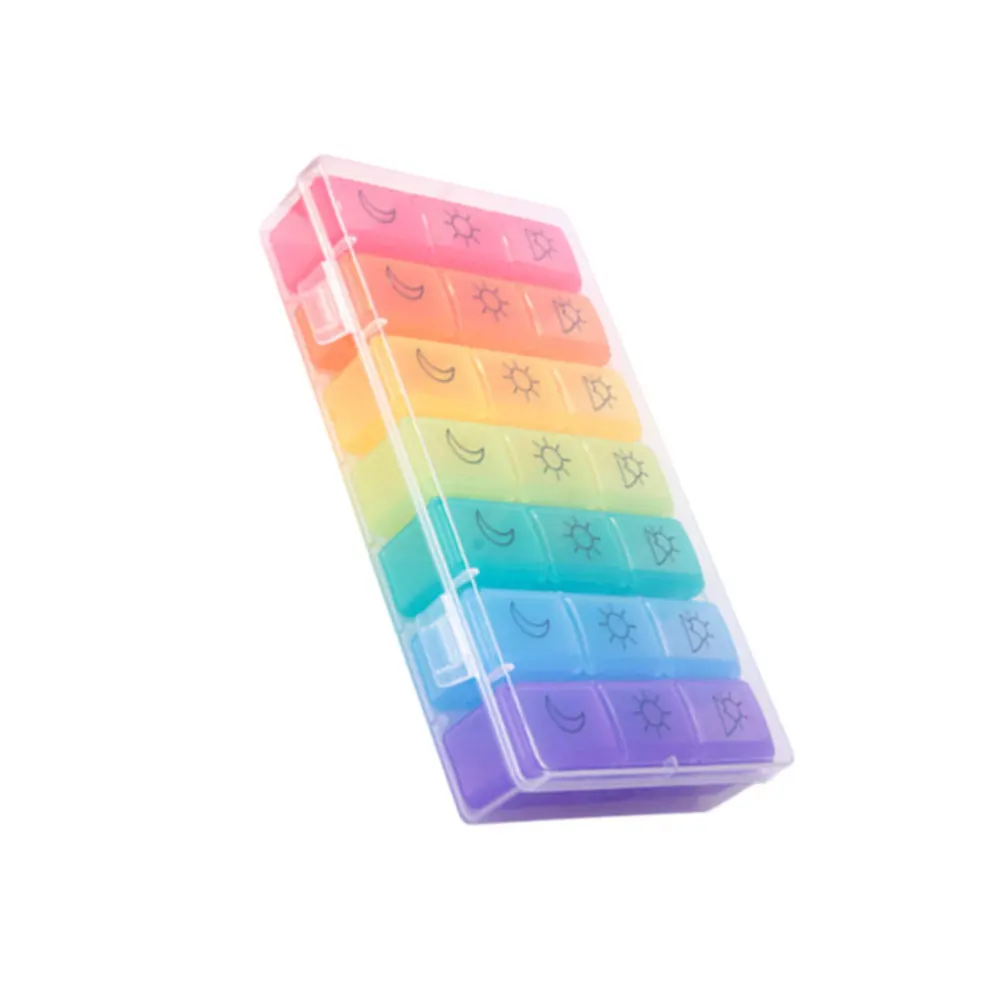 Compartments Weekly Rainbow Color Pill Storage Box Pills Dispenser Box Portable Box
Compartments Weekly Rainbow Color Pill Storage Box Pills Dispenser Box Portable Box