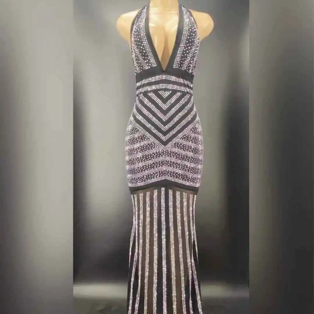 Flashing Silver Stones Dress Sexy Black Evening Long Dress Birthday Celebrate Mesh Stretch Dance Sleeveless Costume
Flashing Silver Stones Dress Sexy Black Evening Long Dress Birthday Celebrate Mesh Stretch Dance Sleeveless Costume