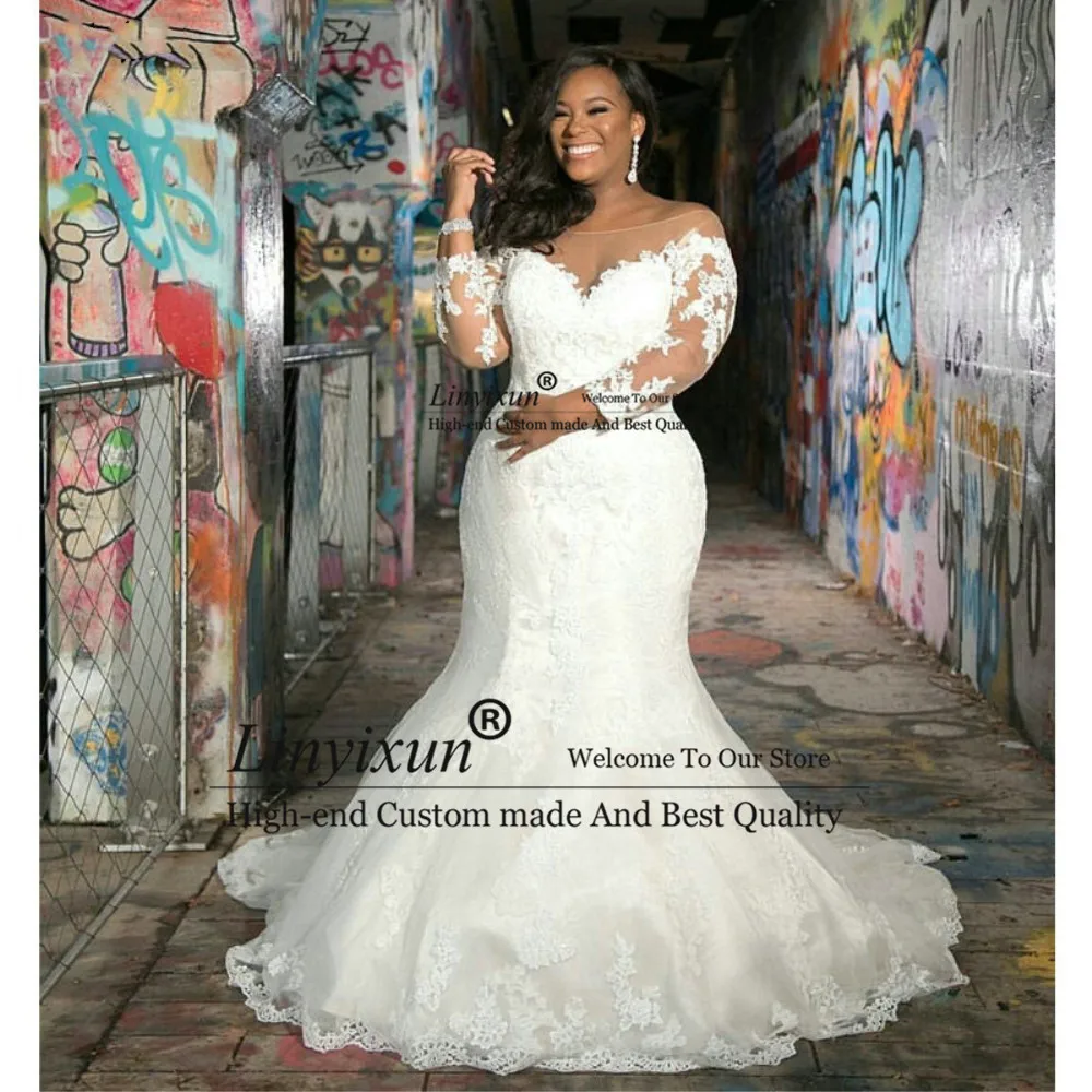 New Arrival Long Sleeves Plus Size Mermaid Wedding Dresses Scoop Neck Lace Appliques Wedding Gowns Custom Made Vestido de Noiva
New Arrival Long Sleeves Plus Size Mermaid Wedding Dresses Scoop Neck Lace Appliques Wedding Gowns Custom Made Vestido de Noiva