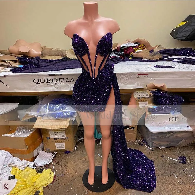 Sexy Sparkly Purple Sequin Prom Dress 2021 Custom Made African Black Girl Short Cocktail Party Gown
Sexy Sparkly Purple Sequin Prom Dress 2021 Custom Made African Black Girl Short Cocktail Party Gown