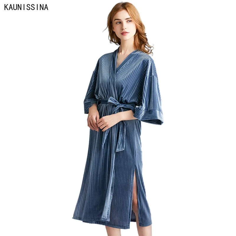 Women's Autumn Winter Robe Long Dressing Gown Kimono Bathrobes Pleuche Hotel Spa Bathroom Mid-Calf Elegant Bath Robes
Women's Autumn Winter Robe Long Dressing Gown Kimono Bathrobes Pleuche Hotel Spa Bathroom Mid-Calf Elegant Bath Robes