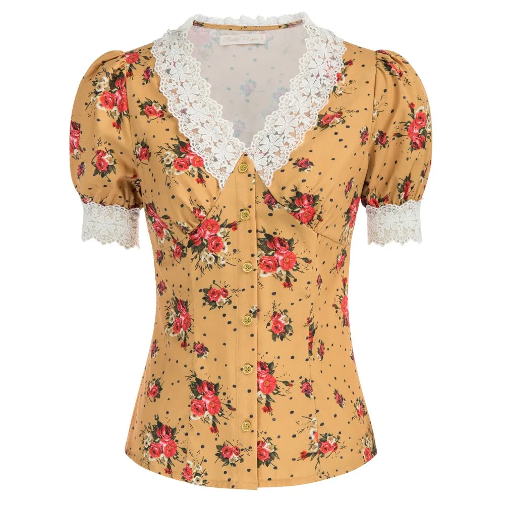 Belle Poque Women Summer Shirts Lace Decorated Shirt Puffed Short Sleeve V-Neck Button Placket Tops Elegant Slim Floral Blouse
Belle Poque Women Summer Shirts Lace Decorated Shirt Puffed Short Sleeve V-Neck Button Placket Tops Elegant Slim Floral Blouse