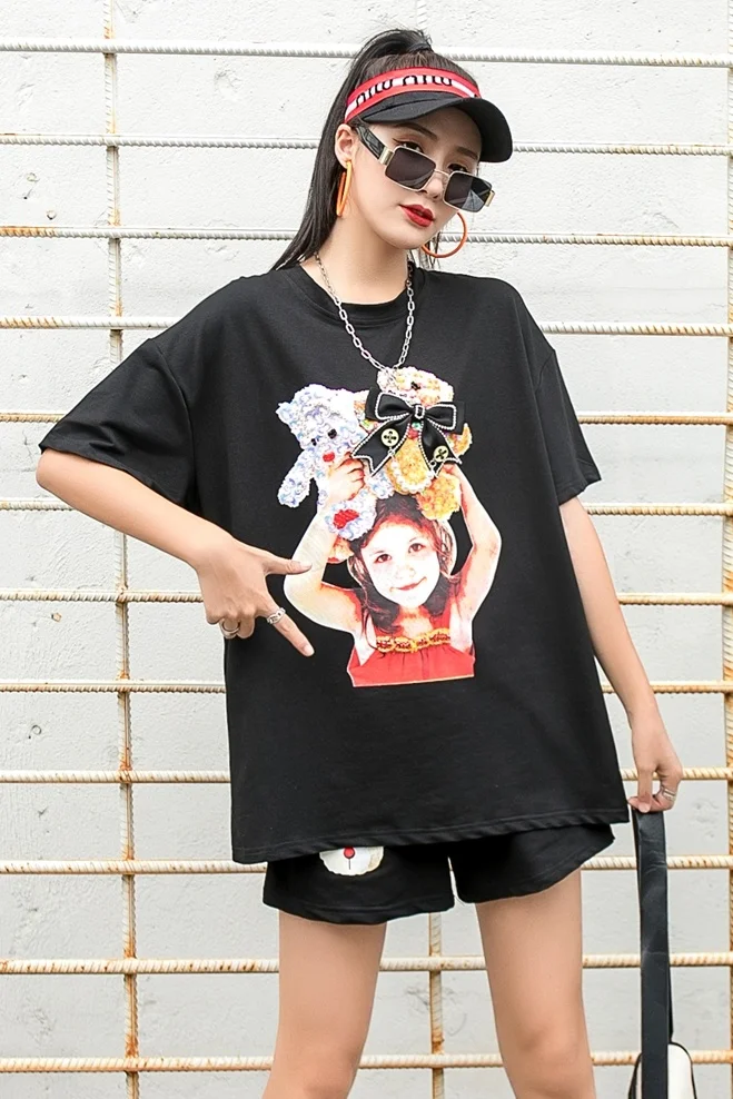 QING MO White Black Women Cotton T Shirt 2021 Summer Women Little Girl Printed T Shirt Women Casual Top Loose ZQY7454
QING MO White Black Women Cotton T Shirt 2021 Summer Women Little Girl Printed T Shirt Women Casual Top Loose ZQY7454