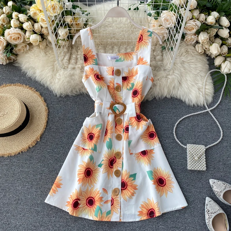 Fashion Summer Dress Women New Pockets Sleeveless Button Vacation Dresses Woman Print Slim Office Lady Dress 2022
Fashion Summer Dress Women New Pockets Sleeveless Button Vacation Dresses Woman Print Slim Office Lady Dress 2022