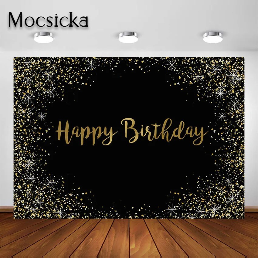 Mocsicka Black Gold Theme Birthday Party Backdrop Golden Glitter Party Decorations Happy Birthday Banner Background Photoshoot
Mocsicka Black Gold Theme Birthday Party Backdrop Golden Glitter Party Decorations Happy Birthday Banner Background Photoshoot