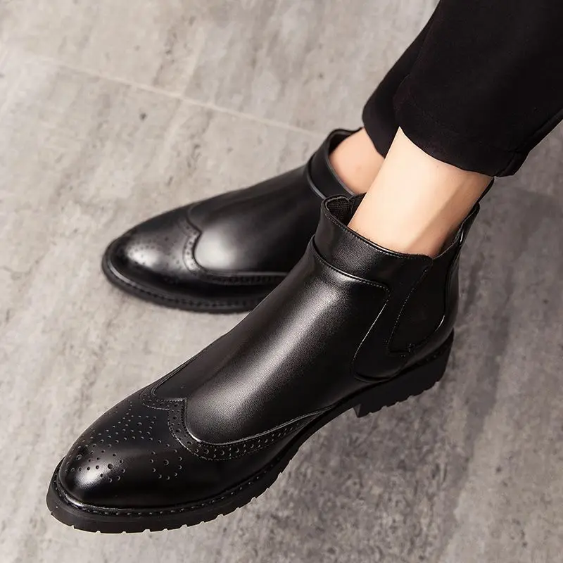 Мужские ботинки мужские в деловом стиле кожаные модельные туфли ручной работы
