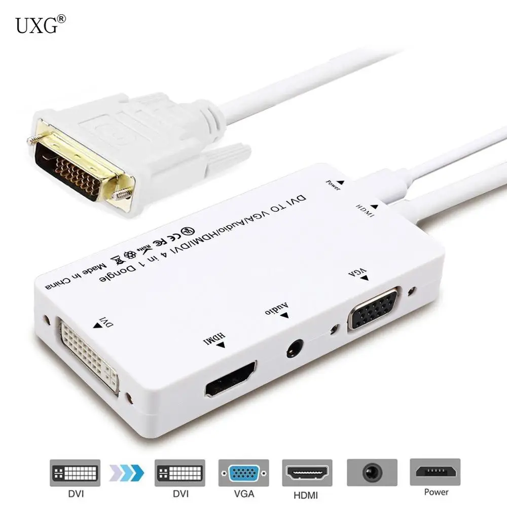 Переходник DVI/VGA/Аудио/HDMI/DVI 4 в 1, многопортовый разветвитель, конвертер для HDTV, ПК, монитора, проектора
Переходник DVI/VGA/Аудио/HDMI/DVI 4 в 1, многопортовый разветвитель, конвертер для HDTV, ПК, монитора, проектора