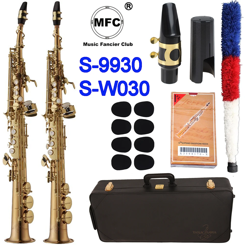 MFC Soprano Saxophone S-9930 S-W030 Gold Lacquer Sax Soprano Mouthpiece Ligature Reeds Neck Musical Instrument Accessories
MFC Soprano Saxophone S-9930 S-W030 Gold Lacquer Sax Soprano Mouthpiece Ligature Reeds Neck Musical Instrument Accessories