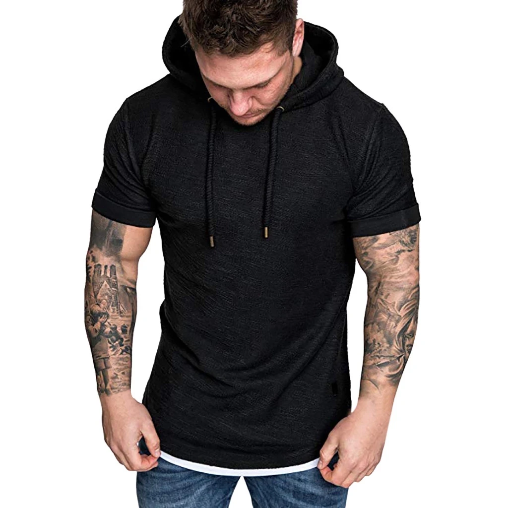 Men's casual short-sleeved hooded T-shirt summer fit sportswear T-shirt2021
Men's casual short-sleeved hooded T-shirt summer fit sportswear T-shirt2021