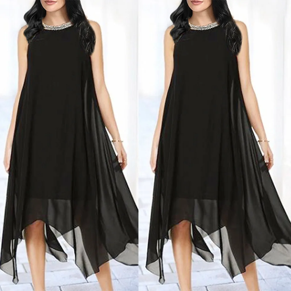 Casual Dress Women Sexy Sleeveless Beads Collar Irregular Hem Solid Party Dress Summer Female Elegant Long Maxi Dress Vestidos
Casual Dress Women Sexy Sleeveless Beads Collar Irregular Hem Solid Party Dress Summer Female Elegant Long Maxi Dress Vestidos