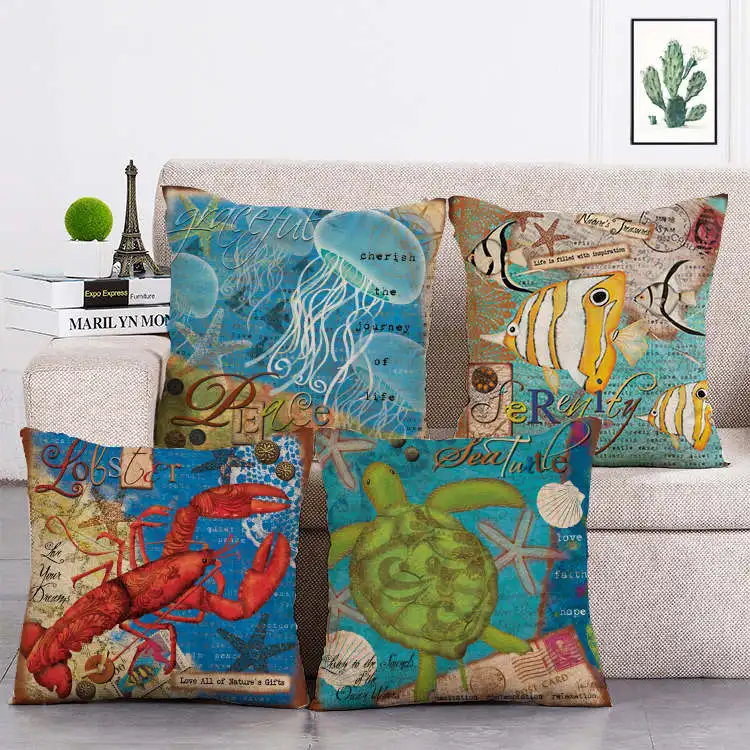 marine life jellyfish shrimp turtle print Cushion Cover Linen Throw Pillow Car Home Decoration Decorative Pillowcase T372
marine life jellyfish shrimp turtle print Cushion Cover Linen Throw Pillow Car Home Decoration Decorative Pillowcase T372