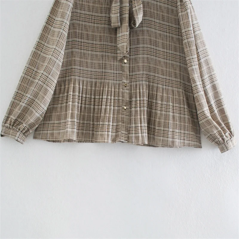 TRAF 2021 Spring And Autumn Women's Fashion Loose Long-Sleeved Shirt Retro Small Pleated Plaid Bow Tie Top Streetwear
TRAF 2021 Spring And Autumn Women's Fashion Loose Long-Sleeved Shirt Retro Small Pleated Plaid Bow Tie Top Streetwear
