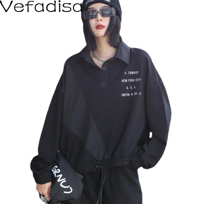 Vefadisa 2021 Autumn New Letter Print Women Sweatshirt Drawstring Pullover Coat Patchwork Female Sweatshirt Black White QYF6302
Vefadisa 2021 Autumn New Letter Print Women Sweatshirt Drawstring Pullover Coat Patchwork Female Sweatshirt Black White QYF6302