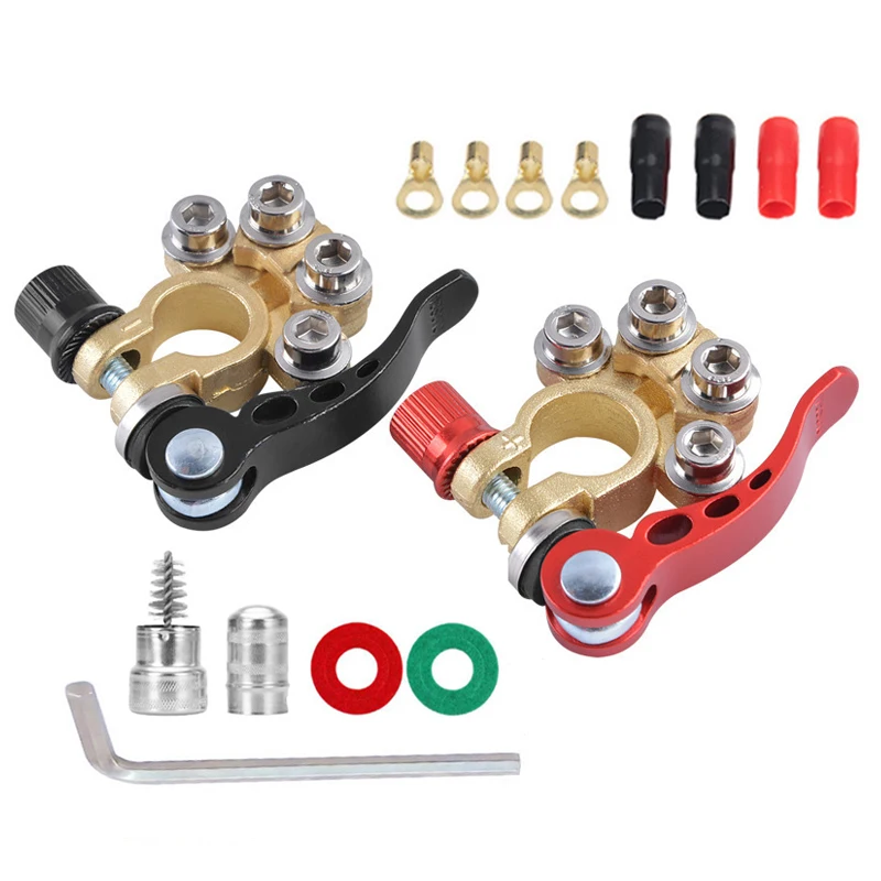 2Piece Car Battery Terminal Connector Quick Release Clamp Connector Brass Cable Post Terminal w/ Wire Lug Cleaning Brush Hex Key
2Piece Car Battery Terminal Connector Quick Release Clamp Connector Brass Cable Post Terminal w/ Wire Lug Cleaning Brush Hex Key