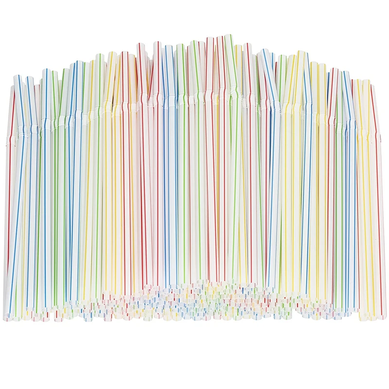 QDRR 300 Pack Disposable Straws Flexible Plastic Straws Striped Multi Color Rainbow Drinking Straws Bendy Straw Bar Accessories
QDRR 300 Pack Disposable Straws Flexible Plastic Straws Striped Multi Color Rainbow Drinking Straws Bendy Straw Bar Accessories