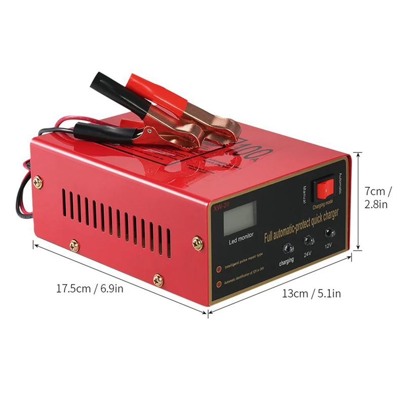 12V/24V Car Battery Charger Volt Pure Copper Pulse Repair Smart Car Battery US Plug
12V/24V Car Battery Charger Volt Pure Copper Pulse Repair Smart Car Battery US Plug