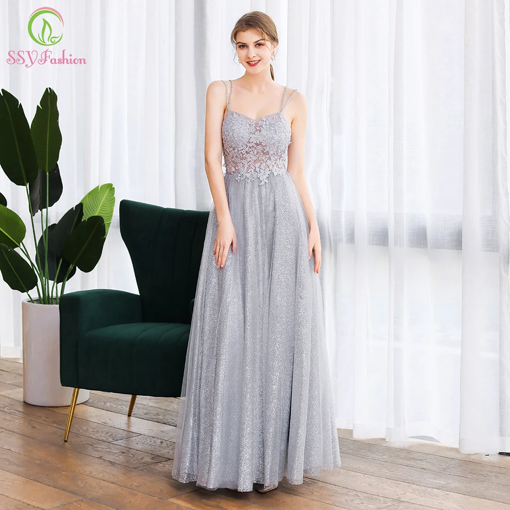 SSYFashion New Light Grey Long Evening Dress Sexy V-neck Backless Appliques Sequins A-line Prom Formal Gown Vestido De Festa
SSYFashion New Light Grey Long Evening Dress Sexy V-neck Backless Appliques Sequins A-line Prom Formal Gown Vestido De Festa