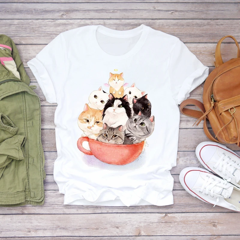 Cartoon Cute Cat Printed Kawaii 90s Womens Graphic T Tops Women T-shirts Ladies Print Lady Shirt Female Tee Shirt
Cartoon Cute Cat Printed Kawaii 90s Womens Graphic T Tops Women T-shirts Ladies Print Lady Shirt Female Tee Shirt