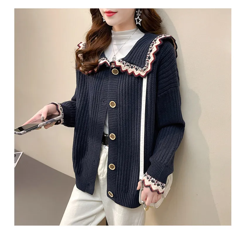 Red women's sweater coat spring clothing 2021 new Korean loose fitting baby collar knitted cardigan
Red women's sweater coat spring clothing 2021 new Korean loose fitting baby collar knitted cardigan