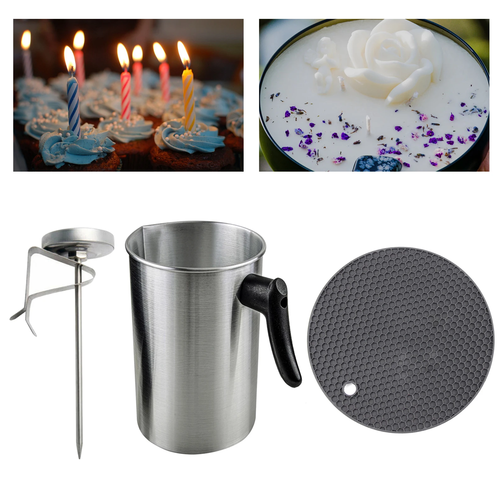 3L Capacity Candle Melting Pot Holder Set with Thermometer mat Thick Aluminium Easy Clean Soap Making Crafts Container
3L Capacity Candle Melting Pot Holder Set with Thermometer mat Thick Aluminium Easy Clean Soap Making Crafts Container
