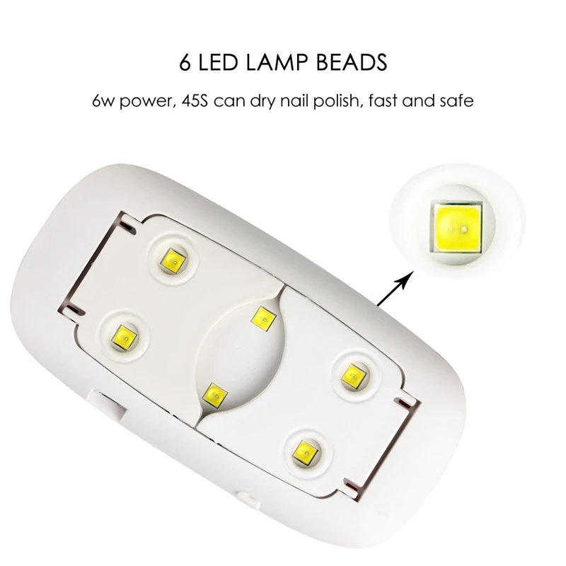 Мини 6 Светодиодный УФ Сушилка для ногтей ультрафиолетовая отверждающая машина