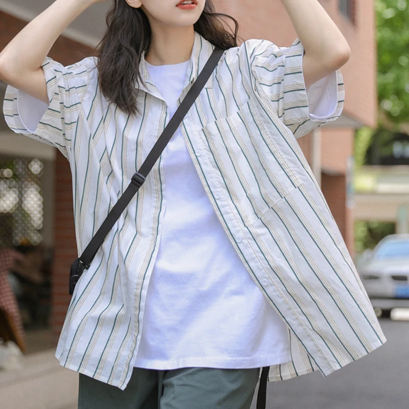 Alien Kitty 2021 New Summer Women Shirts Female Short Sleeve Fashion All-Match Clothes Office Lady Slim Striped Blouse
Alien Kitty 2021 New Summer Women Shirts Female Short Sleeve Fashion All-Match Clothes Office Lady Slim Striped Blouse